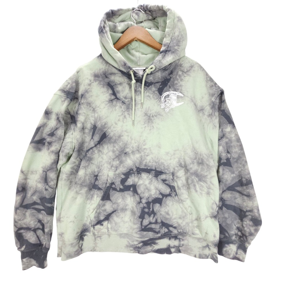 Streetwear Champion Hoodie Mens XL Green Grey Tie Dye Rose Logo Streetwear